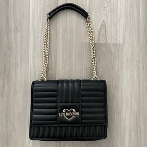 Love Moschino black quilted leather bag